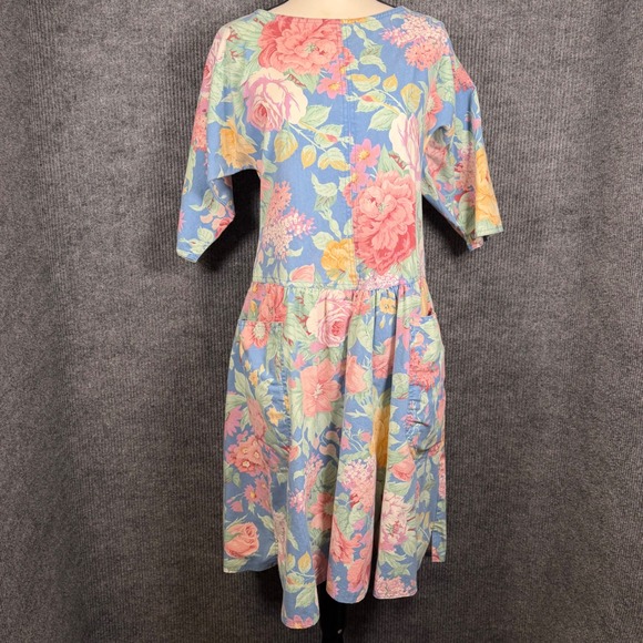 Cherokee Dresses & Skirts - Vintage 80s Cherokee Drop Waist Chore Pocket Floral Midi Dress 7/8 Cottage Retro